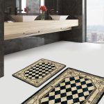 2'li Set Gold - Krem Zeminde Kanvas Motifli Boyama Desenli Bohem Sade & Şık  2'li Banyo & Mutfak Paspas Takımı Realhomes