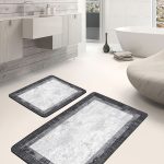 2'li Set Ekru Zeminde Göbekli Halı Motifli Antik Desenli Avangarde Vintage  2'li Banyo & Mutfak Paspas Takımı Realhomes