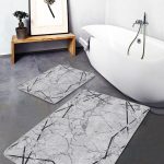 2'li Set Ekru - Siyah Zeminde El Dokuma Motifli Kilim Desenli Sade & Şık Geometrik  2'li Banyo & Mutfak Paspas Takımı Realhomes