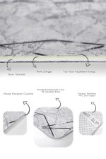 2'li Set Gri - Siyah Zeminde Çerçeveli Motifli Mermer Desenli Geometrik Klasik  2'li Banyo & Mutfak Paspas Takımı Realhomes