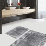 2'li Set Kahverengi Zeminde Eskitme Motifli Geometrik Desenli Geometrik Klasik  2'li Banyo & Mutfak Paspas Takımı Realhomes