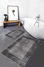 - PaspasTakimi-2li-Set1096-Gorsel-1 - Realhomes 2'li Set Kahverengi Zeminde Çerçeveli Motifli Eskitme Desenli Klasik Eskitme Motifli 2'li Banyo & Mutfak Paspas Takımı Realhomes