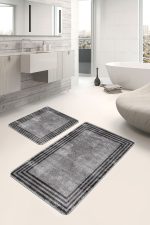 - PaspasTakimi-2li-Set1096-Gorsel-5 - Realhomes 2'li Set Kahverengi Zeminde Çerçeveli Motifli Eskitme Desenli Klasik Eskitme Motifli 2'li Banyo & Mutfak Paspas Takımı Realhomes