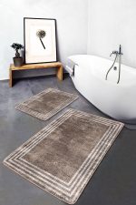 - PaspasTakimi-2li-Set1097-Gorsel - Realhomes  2'li Set Kahverengi - Beyaz Zeminde Çerçeveli Motifli Dokuma Desenli Geometrik Eskitme Motifli  2'li Banyo & Mutfak Paspas Takımı Realhomes