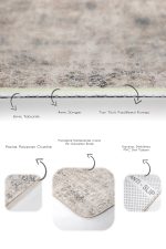 2'li Set Krem - Bej Zeminde Örgü Motifli Etnik Desenli Eskitme Motifli Etnik Motifler  2'li Banyo & Mutfak Paspas Takımı Realhomes