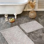 2'li Set Siyah - Beyaz Zeminde Geometrik Motifli İskandinav Desenli Geometrik Sade & Şık  2'li Banyo & Mutfak Paspas Takımı Realhomes