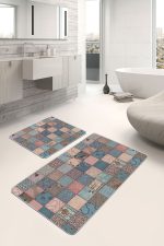 - PaspasTakimi-2li-Set1106-Gorsel-1 - Realhomes 2'li Set Otantik Zeminde Patchwork Motifli Geleneksel Desenli Etnik Motifler Vintage 2'li Banyo & Mutfak Paspas Takımı Realhomes