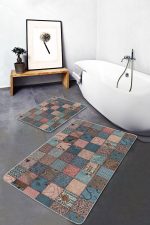 - PaspasTakimi-2li-Set1106-Gorsel-4 - Realhomes 2'li Set Otantik Zeminde Patchwork Motifli Geleneksel Desenli Etnik Motifler Vintage 2'li Banyo & Mutfak Paspas Takımı Realhomes