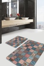 - PaspasTakimi-2li-Set1106-Gorsel-5 - Realhomes 2'li Set Otantik Zeminde Patchwork Motifli Geleneksel Desenli Etnik Motifler Vintage 2'li Banyo & Mutfak Paspas Takımı Realhomes