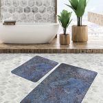 2'li Set Antika Zeminde Geometrik Motifli Eskitme Desenli Eskitme Motifli Vintage  2'li Banyo & Mutfak Paspas Takımı Realhomes