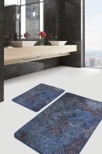 - PaspasTakimi-2li-Set1108-Gorsel-2 - Realhomes 2'li Set Mavi Zeminde Etnik Motifli Eskitme Desenli Vintage Eskitme Motifli 2'li Banyo & Mutfak Paspas Takımı Realhomes