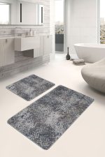 - PaspasTakimi-2li-Set1110-Gorsel - Realhomes  2'li Set Gri Zeminde Eskitme Motifli Antik Desenli Sade & Şık Eskitme Motifli  2'li Banyo & Mutfak Paspas Takımı Realhomes