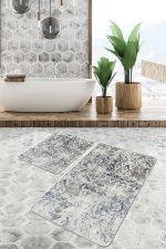 - PaspasTakimi-2li-Set1111-Gorsel-5 - Realhomes  2'li Set Krem - Bej Zeminde Antik Motifli Eskitme Desenli Eskitme Motifli Floral  2'li Banyo & Mutfak Paspas Takımı Realhomes