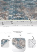 - PaspasTakimi-2li-Set1112-Gorsel-3 - Realhomes 2'li Set Mavi - Bej Zeminde Dokuma Halı Motifli Geleneksel Desenli Eskitme Motifli Etnik Motifler 2'li Banyo & Mutfak Paspas Takımı Realhomes