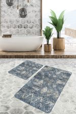 - PaspasTakimi-2li-Set1113-Gorsel-1 - Realhomes  2'li Set Antika Zeminde Geometrik Motifli Eskitme Desenli Eskitme Motifli Vintage  2'li Banyo & Mutfak Paspas Takımı Realhomes