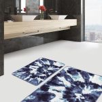 2'li Set Çok Renkli Zeminde Eskitme Motifli Sulu Boya Desenli Eskitme Motifli Klasik  2'li Banyo & Mutfak Paspas Takımı Realhomes