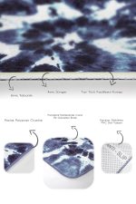 2'li Set Lacivert Zeminde Kanvas Motifli Fırça Darbeleri Desenli Modern Klasik  2'li Banyo & Mutfak Paspas Takımı Realhomes