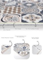 2'li Set Beyaz Zeminde Morrocan Motifli Etnik Desenli Etnik Motifler Vintage  2'li Banyo & Mutfak Paspas Takımı Realhomes