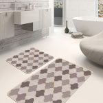 2'li Set Turuncu Kahverengi Zeminde Mask Motifli Afrika Desenli Etnik Motifler Bohem  2'li Banyo & Mutfak Paspas Takımı Realhomes