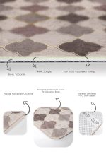 - PaspasTakimi-2li-Set1118-Gorsel-3 - Realhomes 2'li Set Kahverengi - Bej Zeminde Morrocan Motifli Etnik Desenli Geometrik Sade & Şık 2'li Banyo & Mutfak Paspas Takımı Realhomes