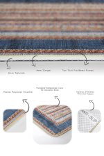 2'li Set Mavi Zeminde Kilim Motifli Dokuma Desenli Etnik Motifler Avangarde  2'li Banyo & Mutfak Paspas Takımı Realhomes