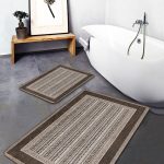 2'li Set Gri Füme Zeminde Eskitme Motifli Art Sanatsal Desenli Eskitme Motifli Vintage  2'li Banyo & Mutfak Paspas Takımı Realhomes