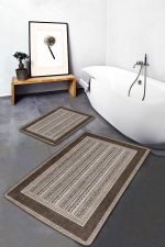 - PaspasTakimi-2li-Set1122-Gorsel - Realhomes  2'li Set Kahverengi Zeminde Uşak Motifli Geleneksel Desenli Vintage Etnik Motifler  2'li Banyo & Mutfak Paspas Takımı Realhomes