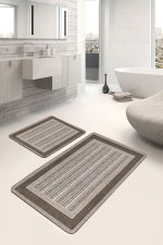 - PaspasTakimi-2li-Set1122-Gorsel-4 - Realhomes  2'li Set Kahverengi Zeminde Uşak Motifli Geleneksel Desenli Vintage Etnik Motifler  2'li Banyo & Mutfak Paspas Takımı Realhomes