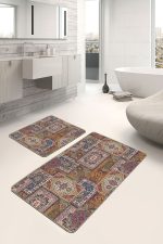 - PaspasTakimi-2li-Set1124-Gorsel-2 - Realhomes  2'li Set Otantik Zeminde Geleneksel Motifli Patchwork Desenli Vintage Etnik Motifler  2'li Banyo & Mutfak Paspas Takımı Realhomes