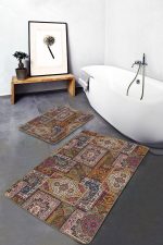 - PaspasTakimi-2li-Set1124-Gorsel-5 - Realhomes  2'li Set Otantik Zeminde Geleneksel Motifli Patchwork Desenli Vintage Etnik Motifler  2'li Banyo & Mutfak Paspas Takımı Realhomes