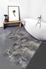 2'li Set Antika Zeminde Kanvas Motifli Eskitme Desenli Eskitme Motifli Vintage  2'li Banyo & Mutfak Paspas Takımı Realhomes