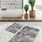 2'li Set Düz Renk Siyah 2'li Banyo & Mutfak Paspas Takımı Realhomes