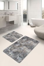 2'li Set Antika Zeminde Kanvas Motifli Eskitme Desenli Eskitme Motifli Vintage  2'li Banyo & Mutfak Paspas Takımı Realhomes