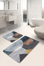 - PaspasTakimi-2li-Set1127-Gorsel-1 - Realhomes  2'li Set Geometrik Zeminde Dokuma Halı Motifli Çizgili Desenli Geometrik Klasik  2'li Banyo & Mutfak Paspas Takımı Realhomes