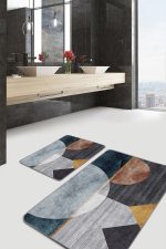 - PaspasTakimi-2li-Set1127-Gorsel-5 - Realhomes  2'li Set Geometrik Zeminde Dokuma Halı Motifli Çizgili Desenli Geometrik Klasik  2'li Banyo & Mutfak Paspas Takımı Realhomes