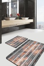 - PaspasTakimi-2li-Set1128-Gorsel - Realhomes  2'li Set Siyah - Kremit Zeminde Etnik Motifli Eskitme Desenli Geometrik Eskitme Motifli  2'li Banyo & Mutfak Paspas Takımı Realhomes