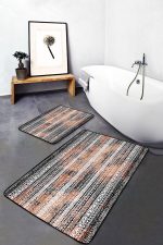 - PaspasTakimi-2li-Set1128-Gorsel-5 - Realhomes  2'li Set Siyah - Kremit Zeminde Etnik Motifli Eskitme Desenli Geometrik Eskitme Motifli  2'li Banyo & Mutfak Paspas Takımı Realhomes