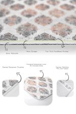 2'li Set Krem Zeminde Etnik Motifli Geometrik Desenli Geometrik Eskitme Motifli  2'li Banyo & Mutfak Paspas Takımı Realhomes