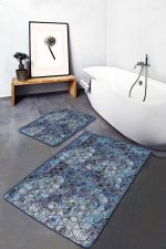 - PaspasTakimi-2li-Set1130-Gorsel-5 - Realhomes  2'li Set Gold - Mavi Zeminde Geometrik Motifli Eskitme Desenli Eskitme Motifli Geometrik  2'li Banyo & Mutfak Paspas Takımı Realhomes