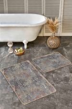 - Realhomes - Realhomes  2'li Set Otantik Zeminde Eskitme Motifli Antik Desenli Eskitme Motifli Geometrik  2'li Banyo & Mutfak Paspas Takımı Realhomes