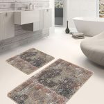 2'li Set Kırmızı Zeminde El Dokuma Motifli Geleneksel Desenli Avangarde Vintage  2'li Banyo & Mutfak Paspas Takımı Realhomes