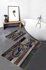 2'li Set Kanvas Zeminde Modern Sanat Motifli Düğüm Desenli Modern Klasik  2'li Banyo & Mutfak Paspas Takımı Realhomes