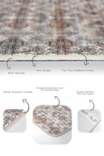 2'li Set Beyaz Zeminde Geleneksel Motifli Kilim Desenli Eskitme Motifli Etnik Motifler  2'li Banyo & Mutfak Paspas Takımı Realhomes