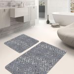 2'li Set Kahverengi Zeminde Antik Motifli Dokuma Desenli Geometrik Eskitme Motifli  2'li Banyo & Mutfak Paspas Takımı Realhomes