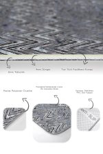 2'li Set Gri Zeminde Eskitme Motifli Zikzak Desenli Eskitme Motifli Geometrik  2'li Banyo & Mutfak Paspas Takımı Realhomes