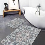 2'li Set Beyaz Zeminde Morrocan Motifli Ogea Desenli Geometrik Sade & Şık  2'li Banyo & Mutfak Paspas Takımı Realhomes