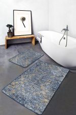 - PaspasTakimi-2li-Set1147-Gorsel - Realhomes  2'li Set Mavi - Sarı Zeminde Etnik Motifli Eskitme Desenli Eskitme Motifli Vintage  2'li Banyo & Mutfak Paspas Takımı Realhomes