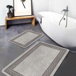 2'li Set Mavi Zeminde Yağlı Boya Motifli Eskitme Desenli Modern Sade & Şık Salon & Oturma Odası  2'li Banyo & Mutfak Paspas Takımı Realhomes