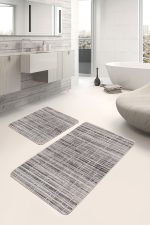 - PaspasTakimi-2li-Set1150-Gorsel-2 - Realhomes 2'li Set Krem - Bej Zeminde Geometrik Motifli Eskitme Desenli Geometrik Eskitme Motifli 2'li Banyo & Mutfak Paspas Takımı Realhomes