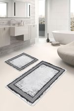 - PaspasTakimi-2li-Set1155-Gorsel - Realhomes  2'li Set Gri - Siyah Zeminde Çerçeveli Motifli Eskitme Desenli Geometrik Sade & Şık  2'li Banyo & Mutfak Paspas Takımı Realhomes